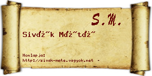 Sivák Máté névjegykártya