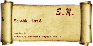 Sivák Máté névjegykártya
